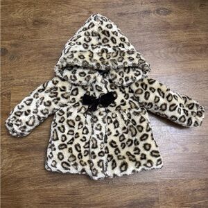 Bon Bebe Leopard Print Faux Fur Winter Toddler Coat 18mo